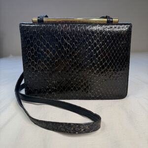 Vintage Stuart Weitzman Snake Embossed Leather Evening Shoulder Bag Purse
